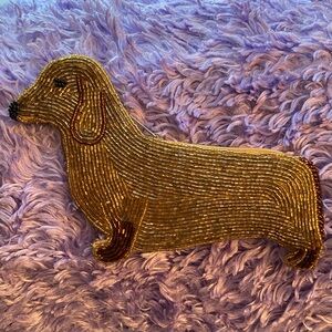 Vintage Beaded Dashound Coin Purse Satin Lining 7” Wiener Dog